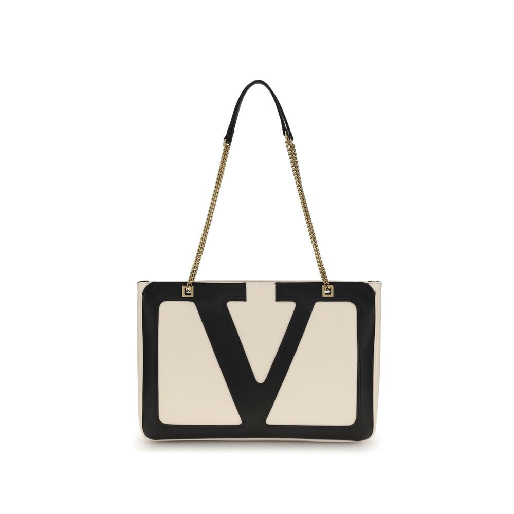 Valentino Garavani Cream Calf Leather Bos Taurus Shoulder Bag