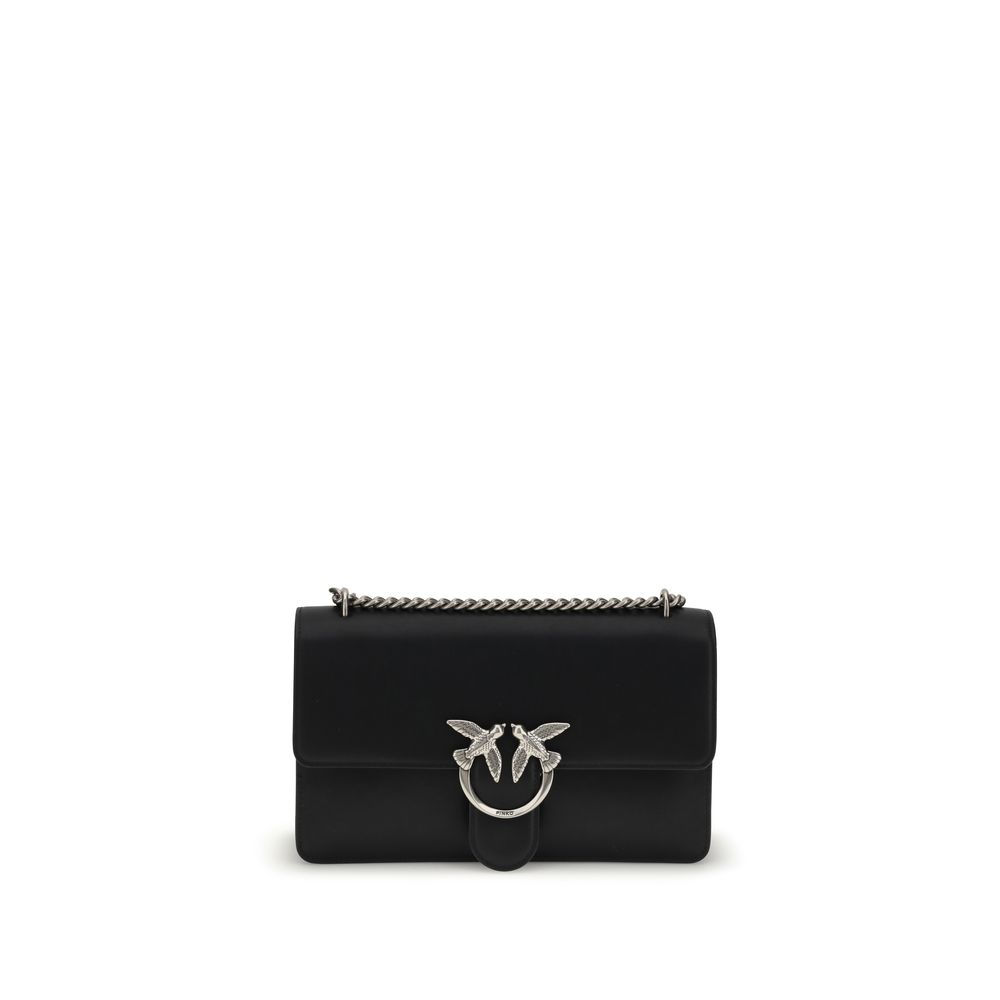 PINKO Black Calf Leather Bos Taurus Shoulder Bag