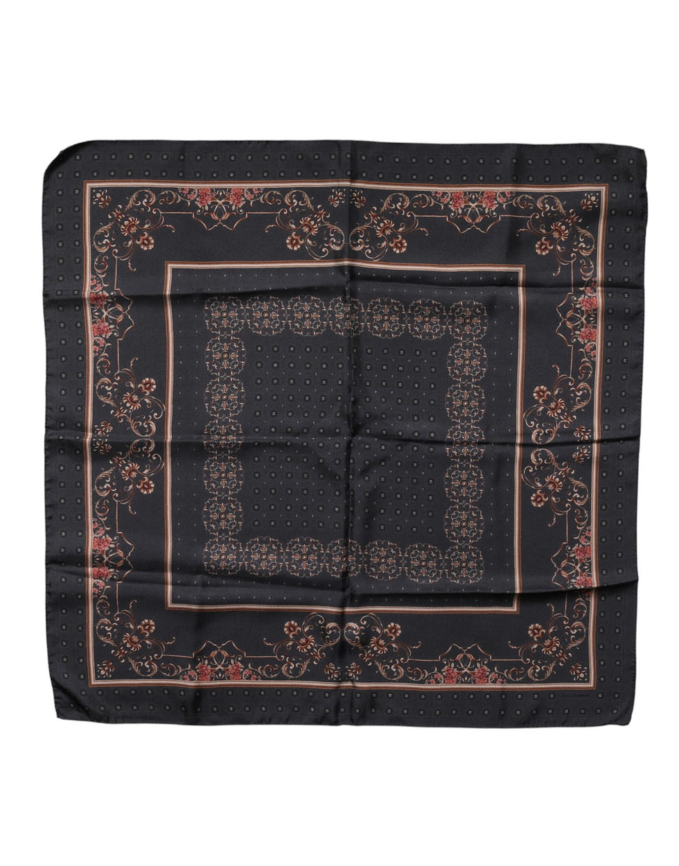 Dolce & Gabbana Black Patterned Square Foulard Scarf