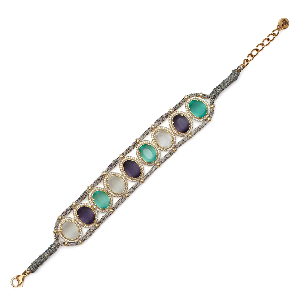 Miniatura: Pulseira roxa e verde em aço inoxidável | Agra