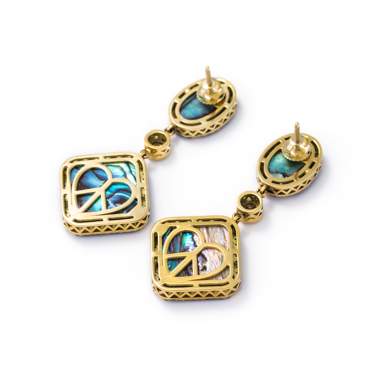 Miniatura: Brincos Abalone Sideral Solar - ouro 18K com madrepérola de abalone e diamantes