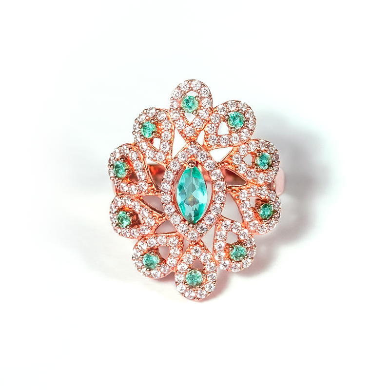 Miniatura: Anel prata dourada rosa - Queen Apatite