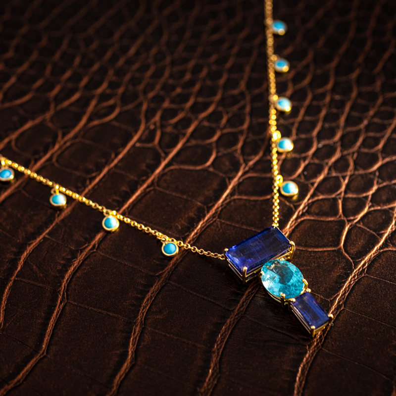 Miniatura: Colar Transcendental - colar de ouro 18K com apatita e berilos