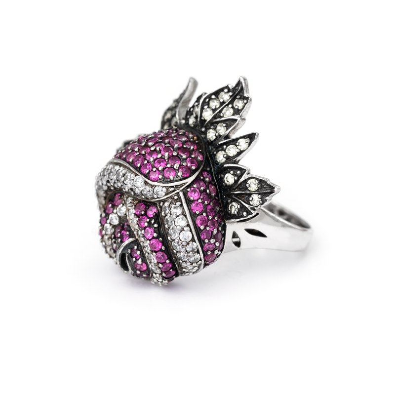 Miniatura: Anel prata Rosa de Afrodite - cravado com zircónias
