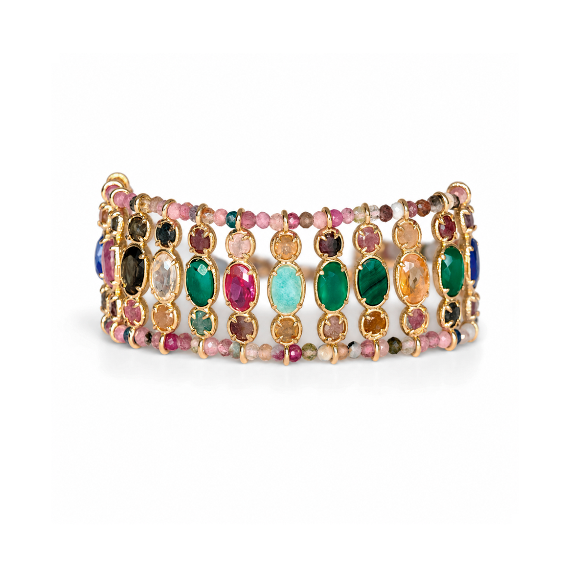 Pulseira colorida em pedras naturais e aço inoxidável | Jaipur