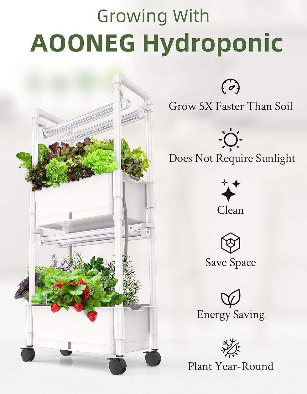 Thumbnail: Hydroponics Growing System,AOONEG 28 Pods Indoor Herb Garden with LED Grow Ligh