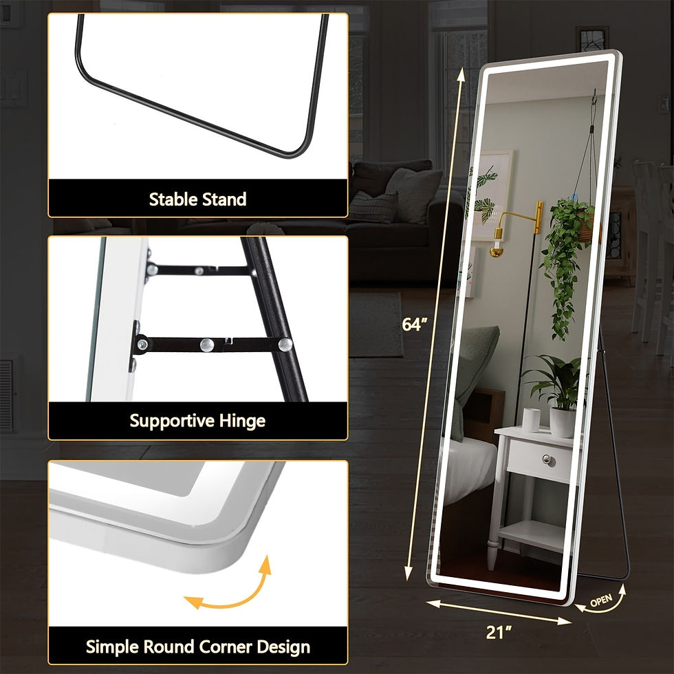 Thumbnail: Floor Mirror with LED Light, Full Length Mirror with Stand, Hanging Mirror Wall