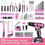 Thumbnail: DEKOPRO Pink Drill Tool Kit Set: 20V Cordless Power Drill Tool Box with Battery