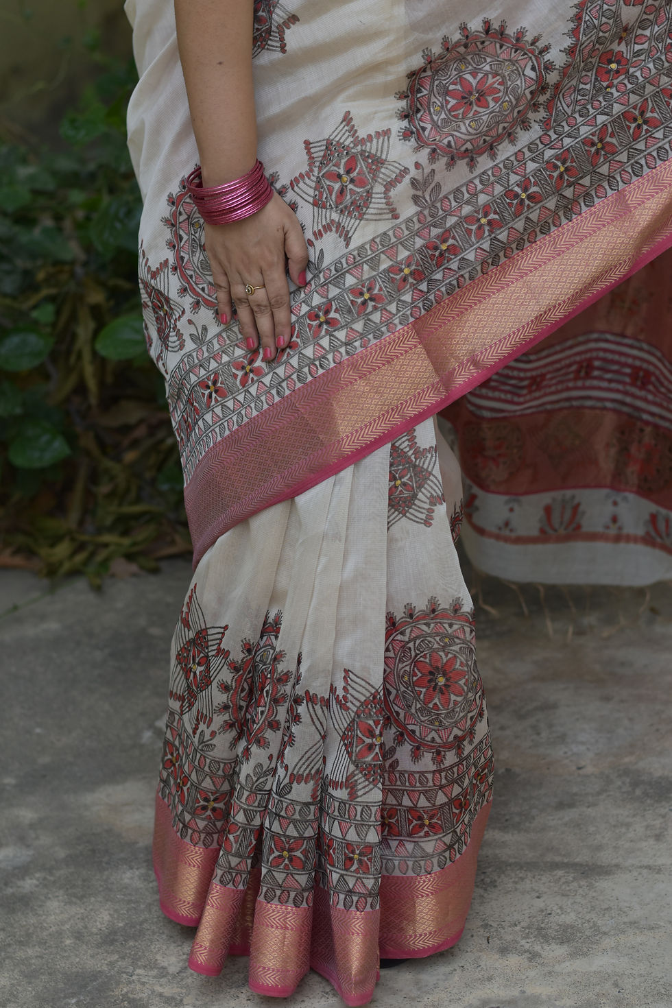 Thumbnail: Geetanjali ‘Barkha' Handpainted Madhubani Maheshwari Cotton Silk Saree