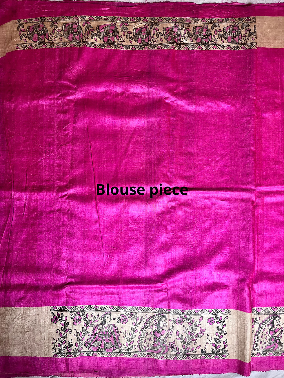 Thumbnail: Sarvamangla :Maa Durga Handpainted Madhubani Tussar silk saree with 9 avartars
