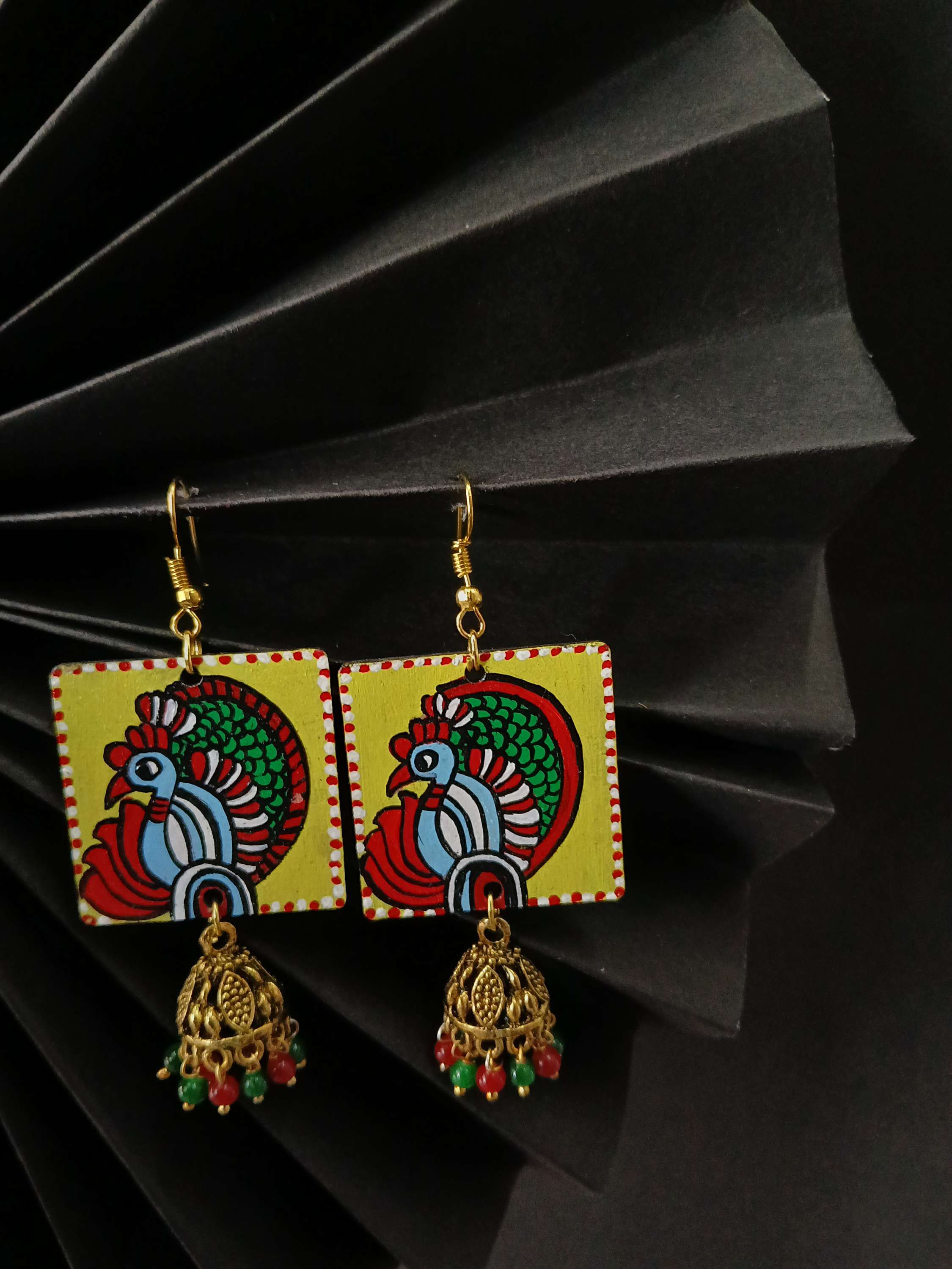 Geetanjali: Peacock 🦚 Madhubani Handpainted Earing 