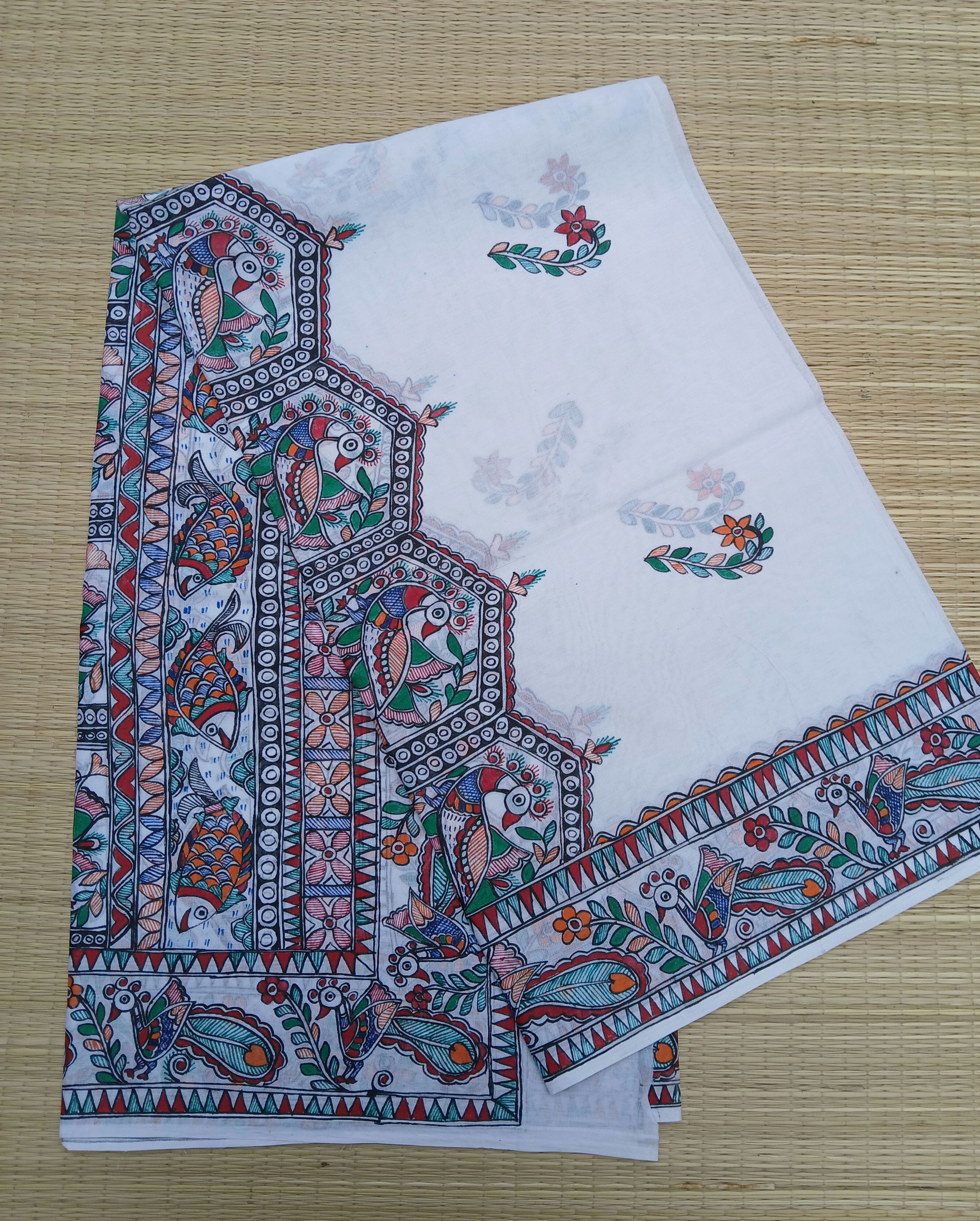 Geetanjali Handpainted Madhubani mul cotton dupatta 