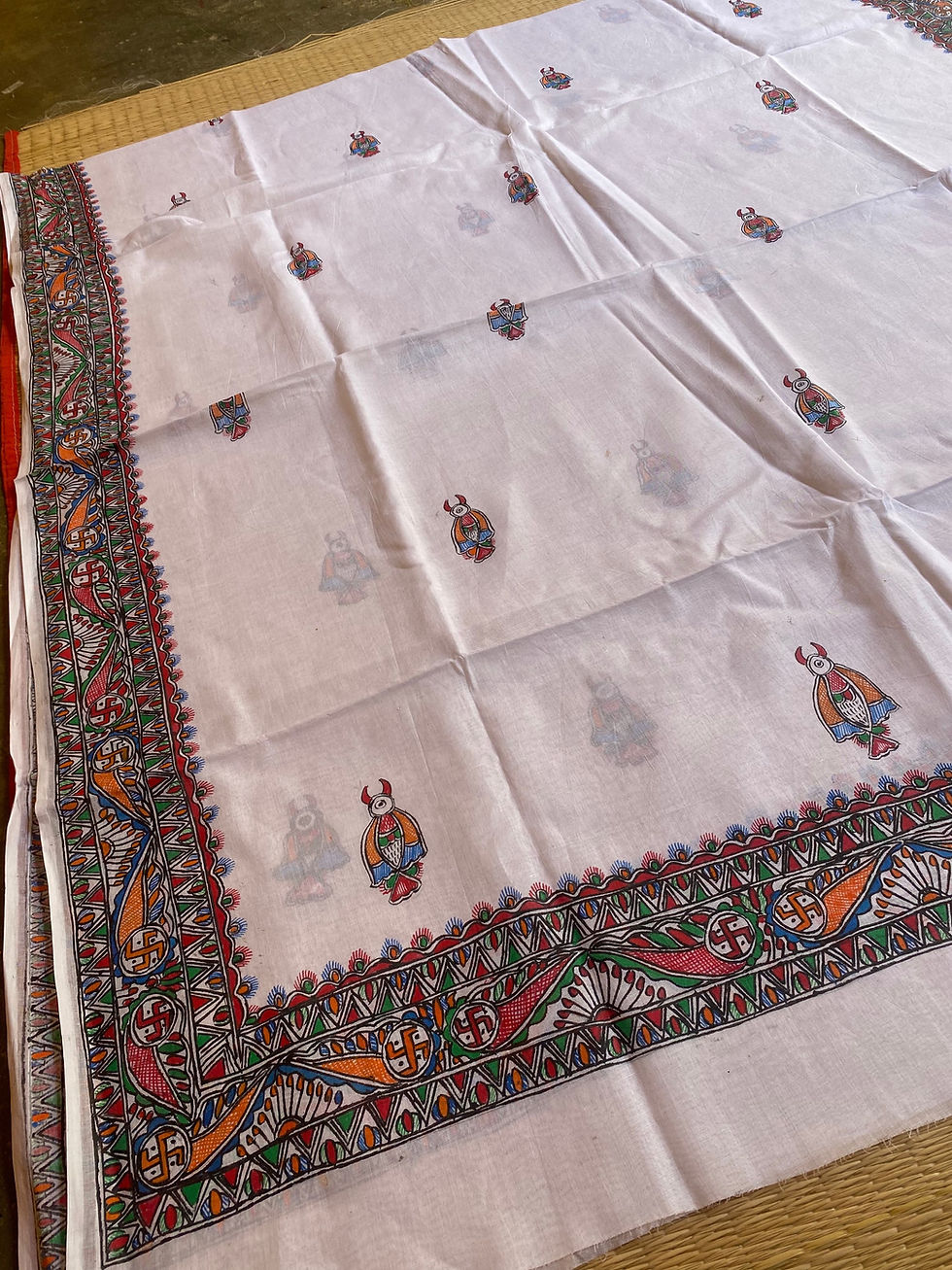 Thumbnail: Geetanjali Handpainted Madhubani mul cotton dupatt