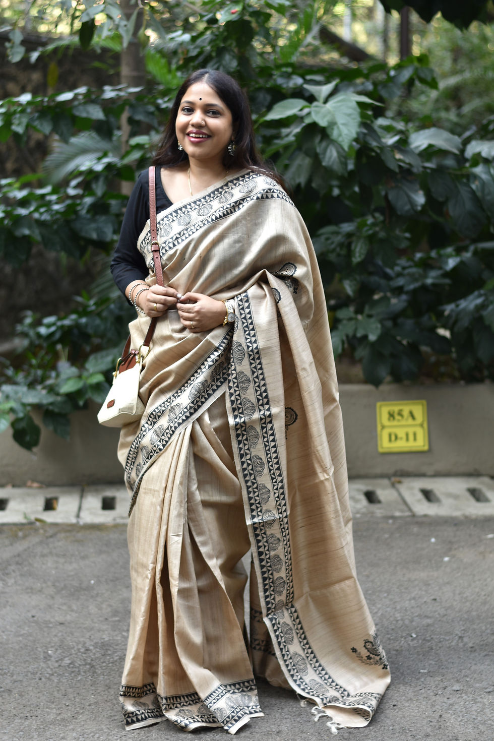 Thumbnail: ‘Ekai’ Minimal Handpainted Madhubani  Tussar Silk Saree