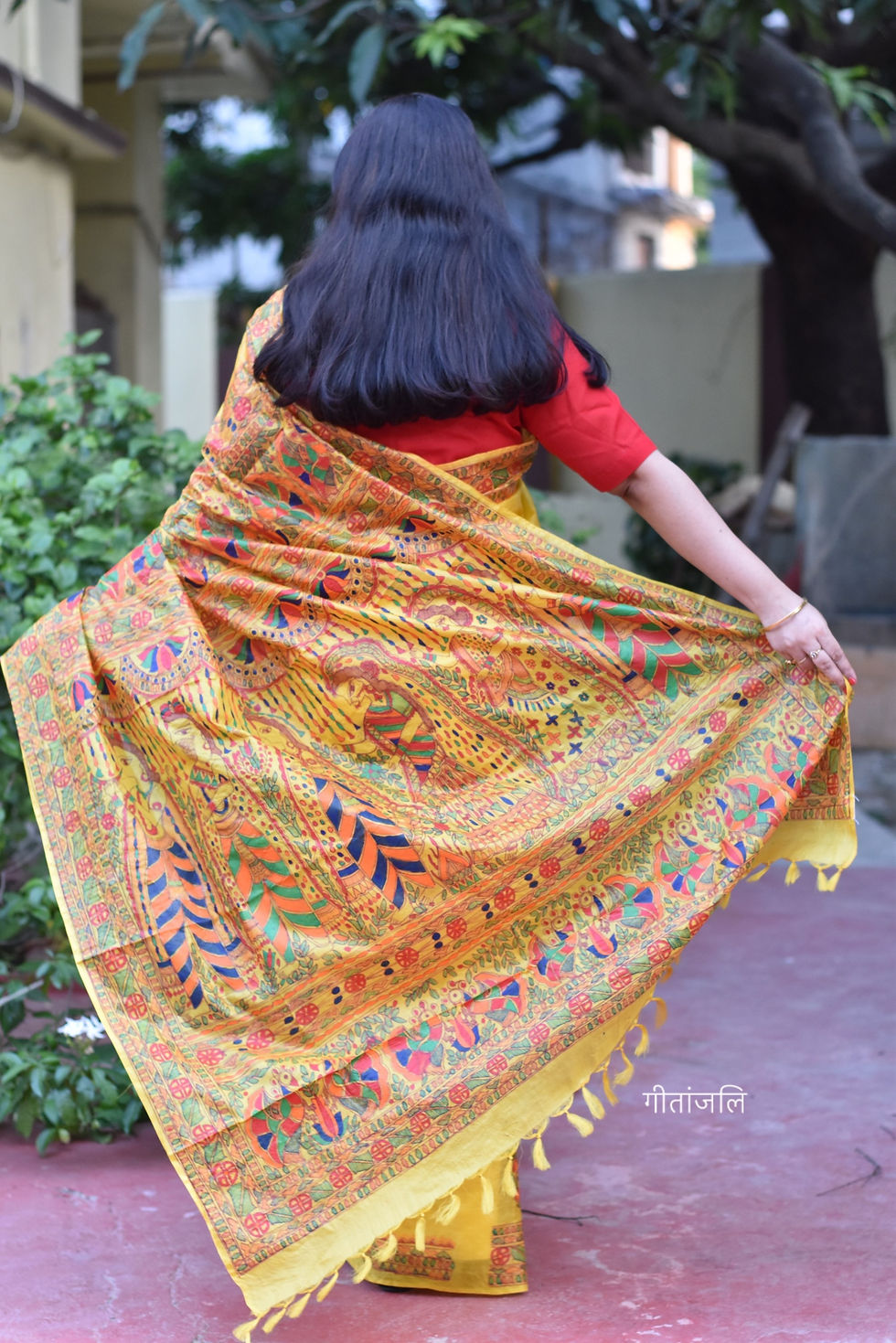 Thumbnail: Vivaah :Madhubani Handpainted Bhagalpuri silk saree