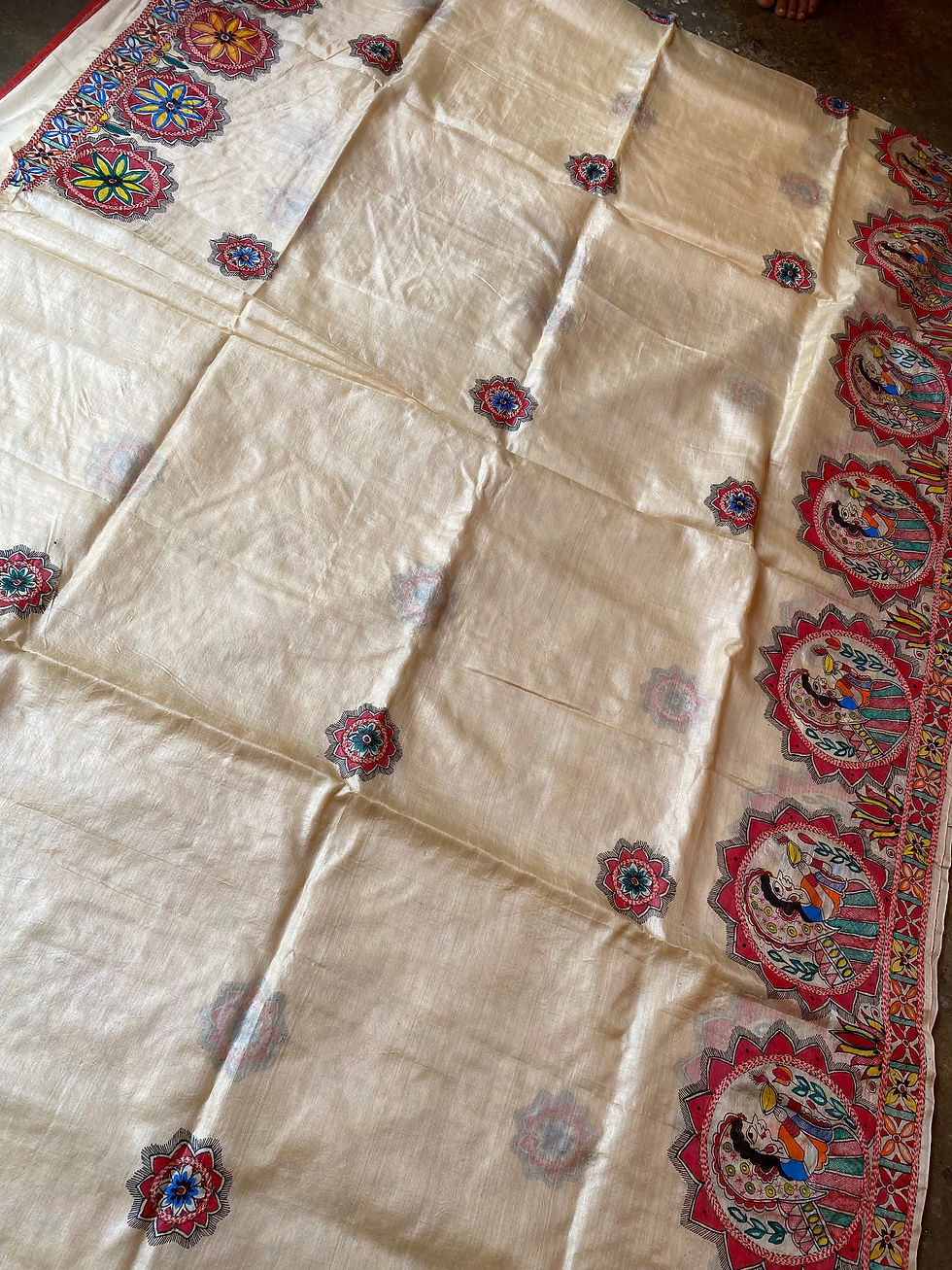 Thumbnail: Shiuli - An amalgation of handpainted Madhubani & Handembroidery Kantha Saree
