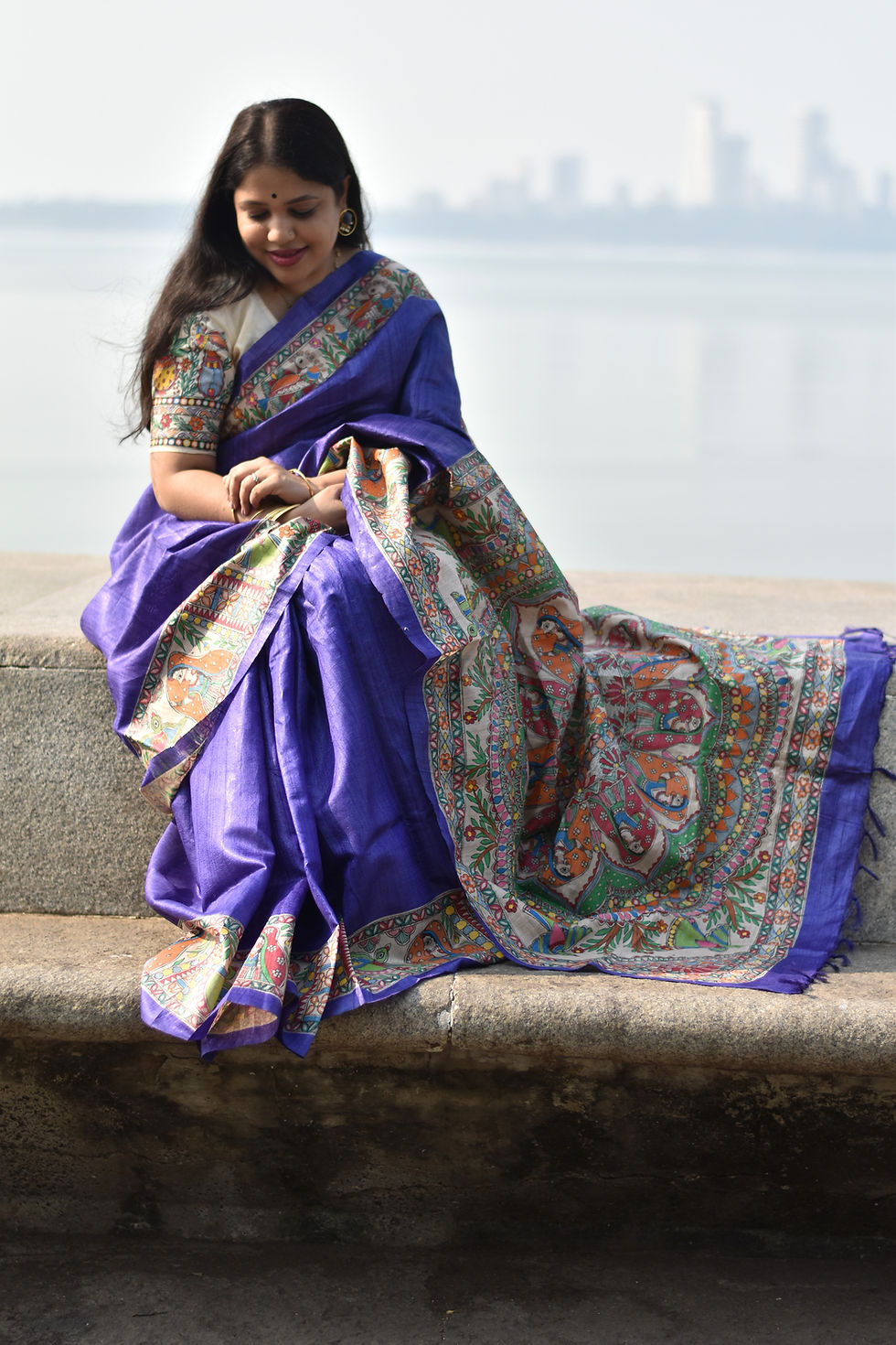 Thumbnail: Vibha Handpainted Madhubani Tussar Silk Saree