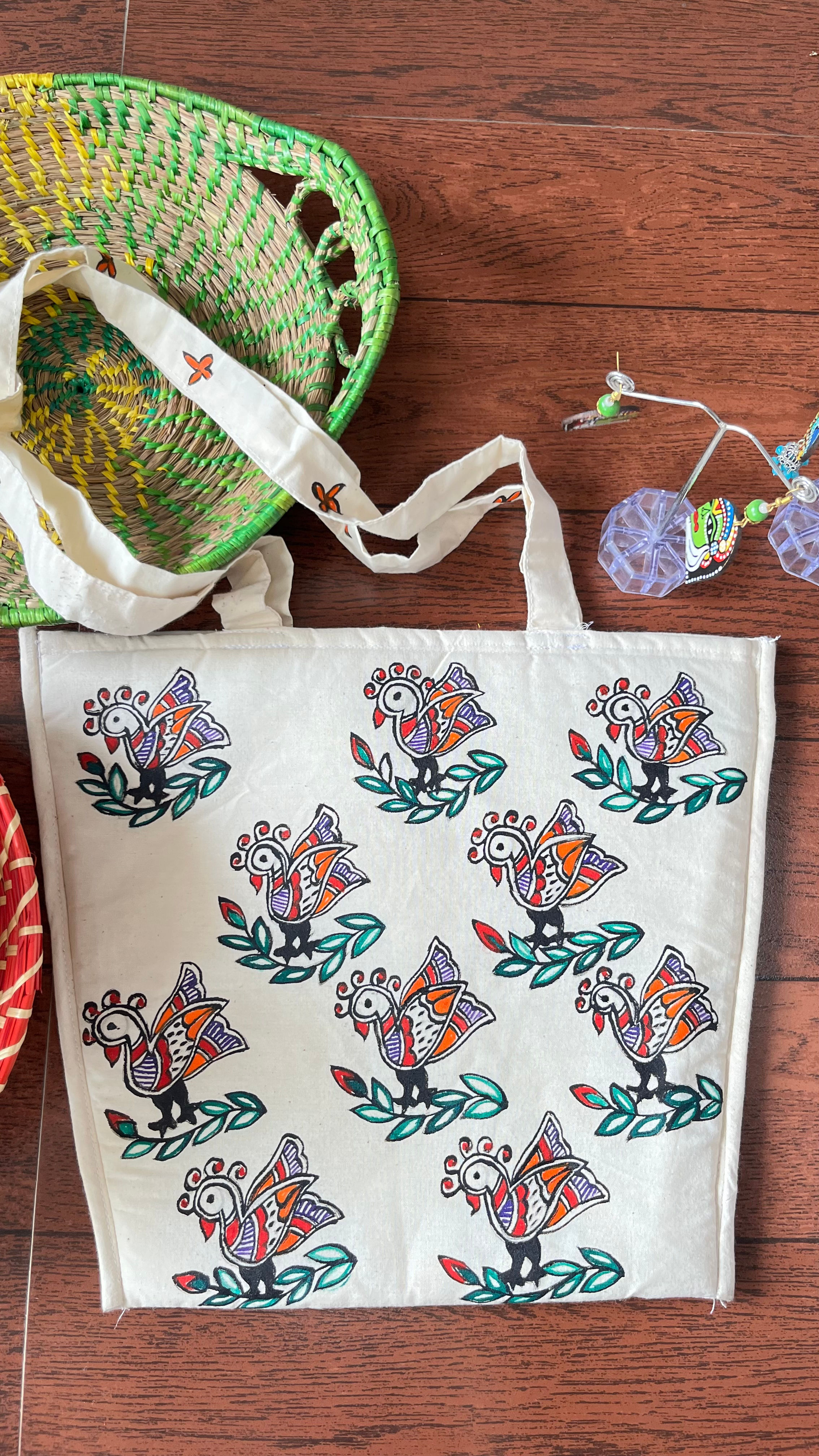 Handpainted Madhubani Tote Bag 