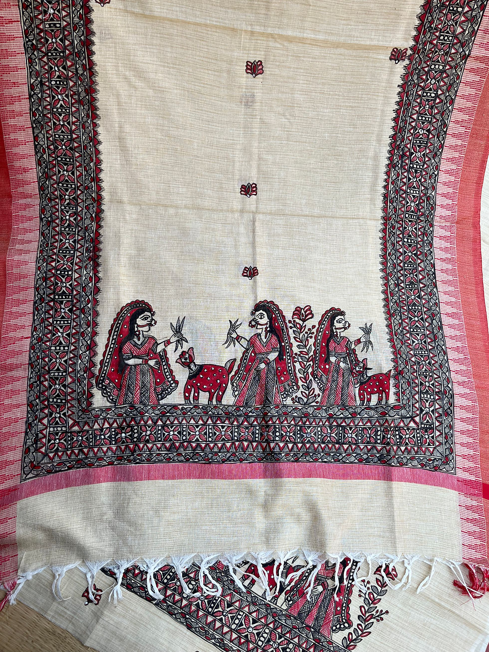 Thumbnail: Handpainted Madhubani khadi cotton suit set