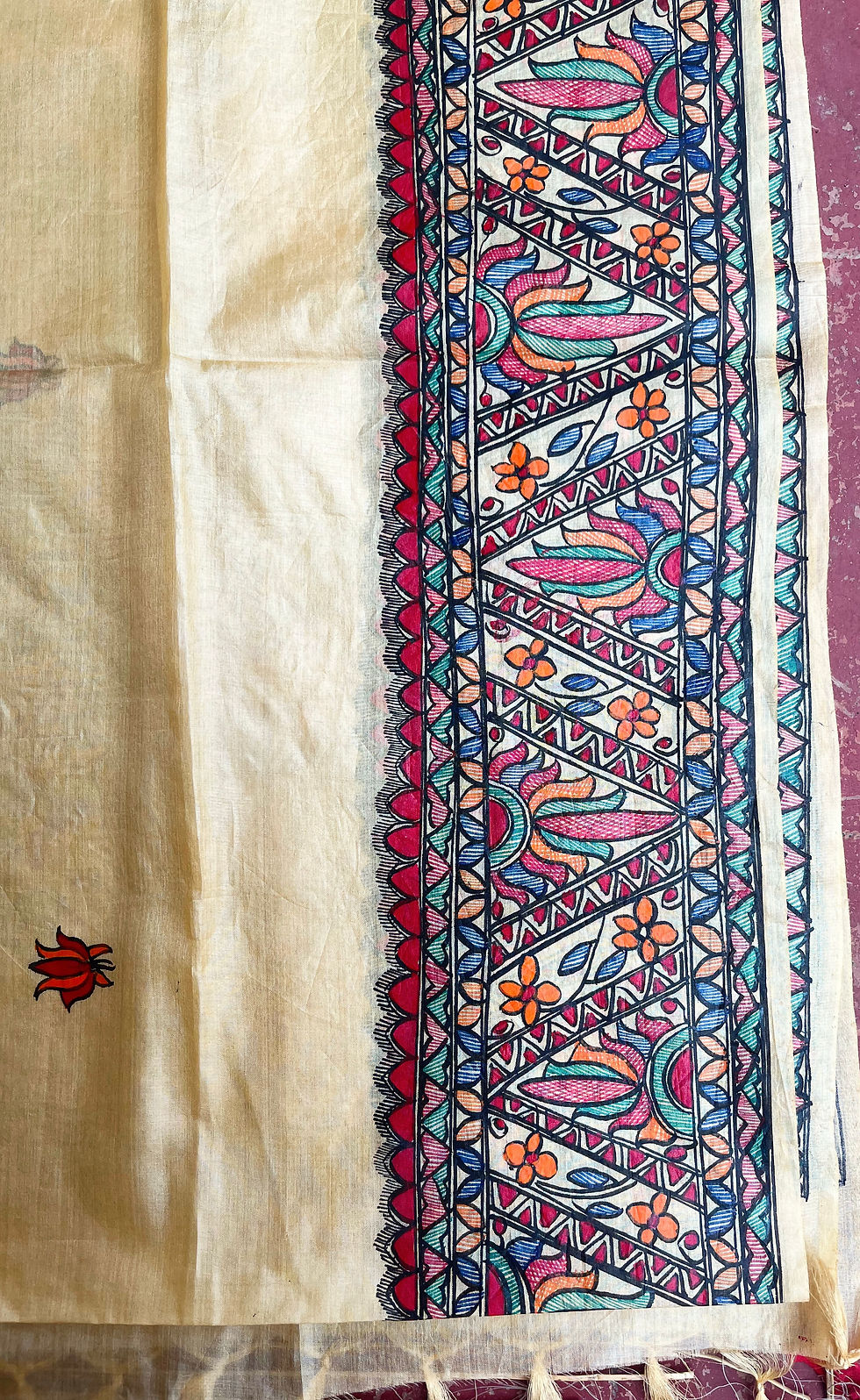 Thumbnail: Handpainted Madhubani Bhagalpuri Silk Saree