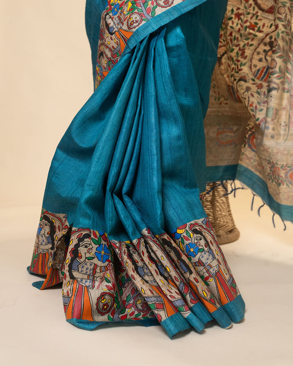 Thumbnail: Geetanjali ‘Savitri Vratkatha’ Handpainted Madhubani Tussar Silk Saree