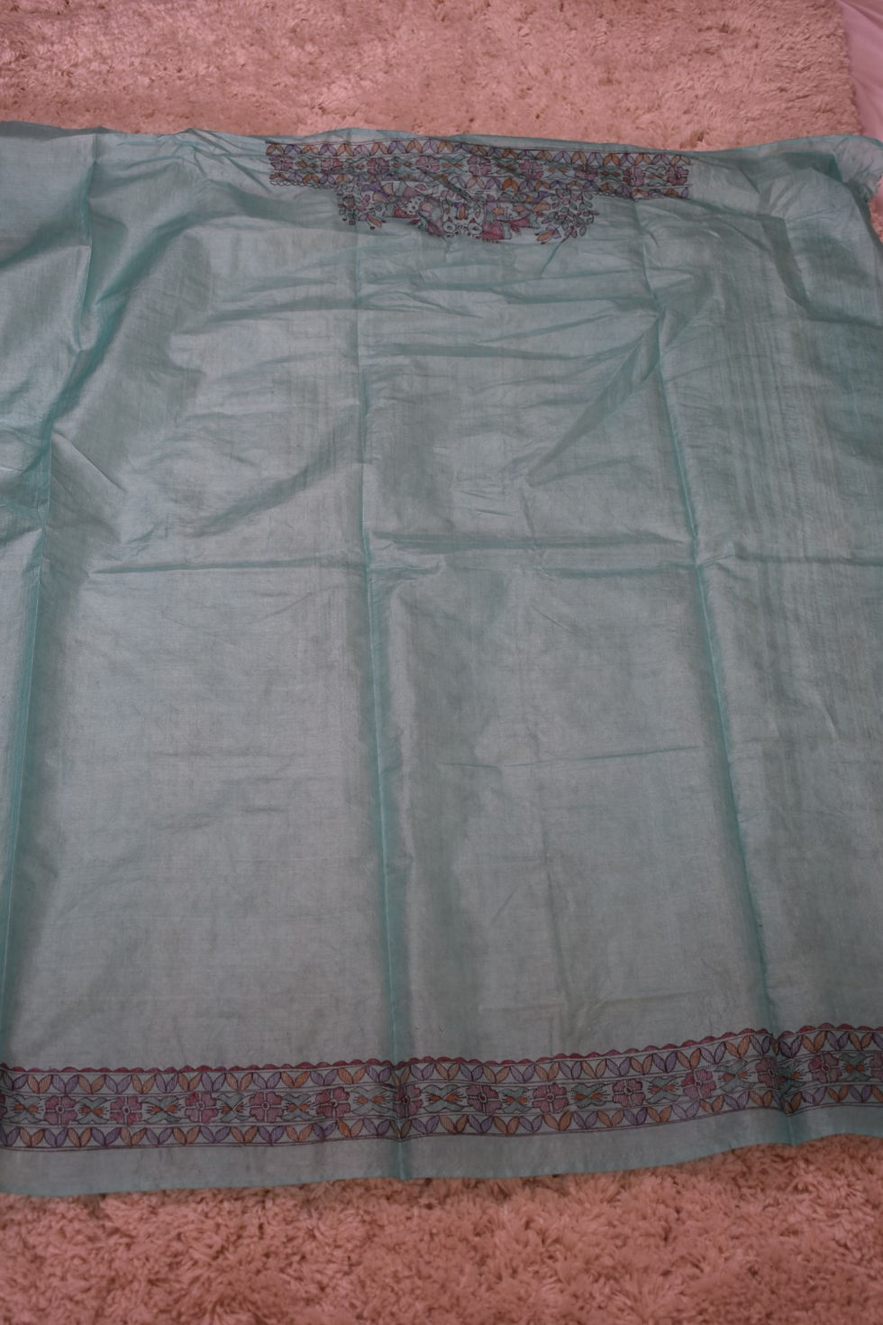 Thumbnail: Ocean Blue : Handpainted Korean Silk Saree