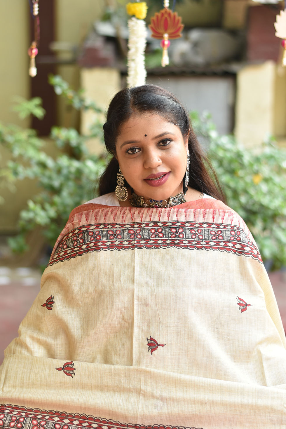 Thumbnail: Geetanjali ‘Morbandhan’  Handpainted Madhubani Handloom Cotton Dupatta 