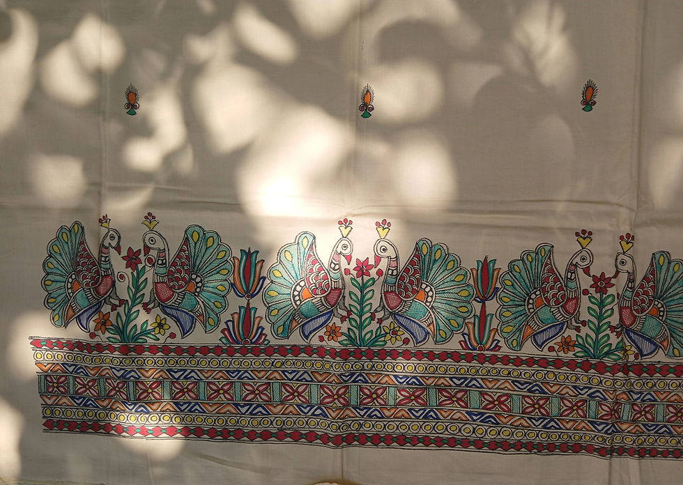 Thumbnail: Geetanjali Handpainted Madhubani Cotton Kurti piece 