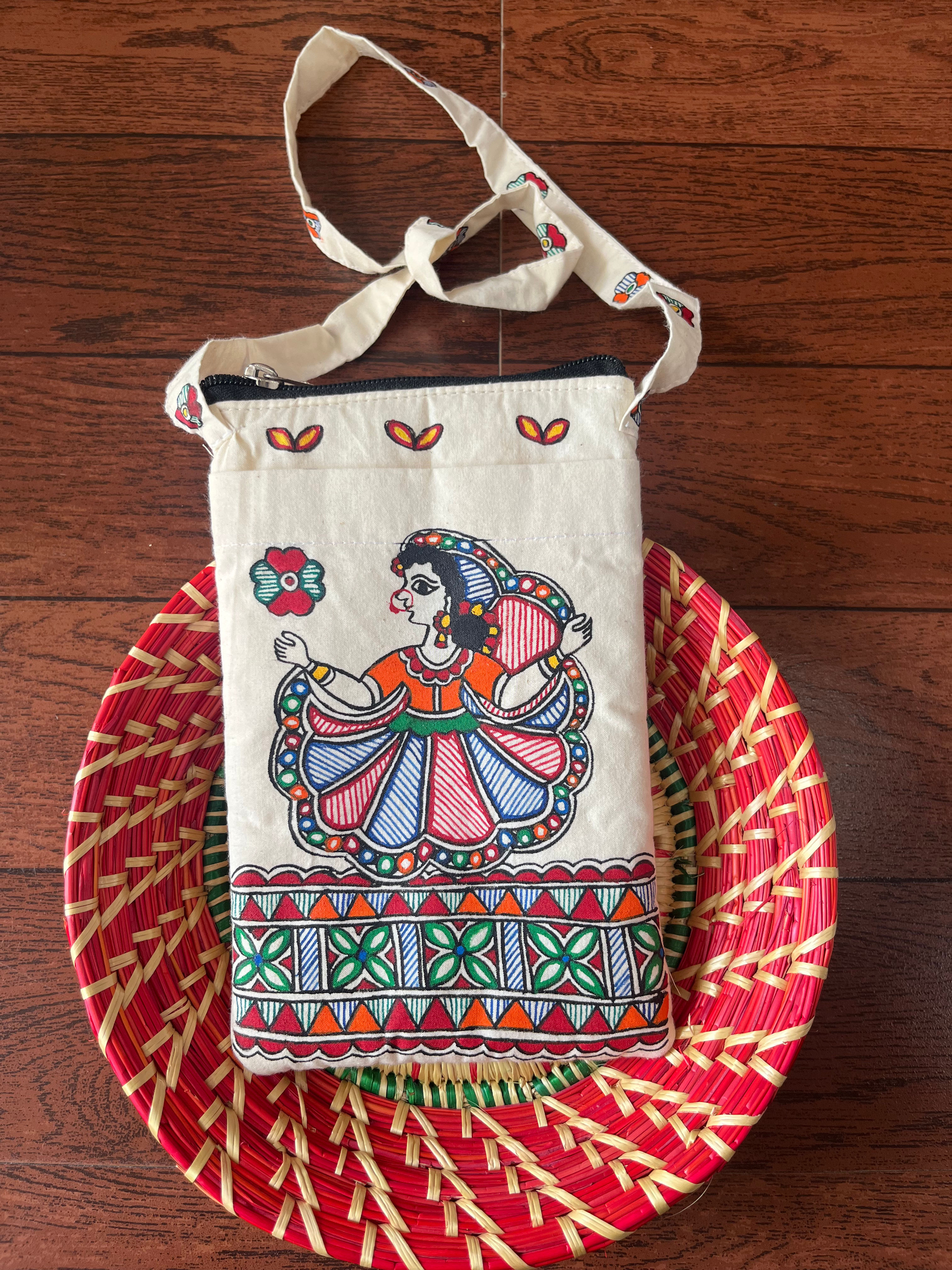 Handpainted Madhubani Mobile Bag
