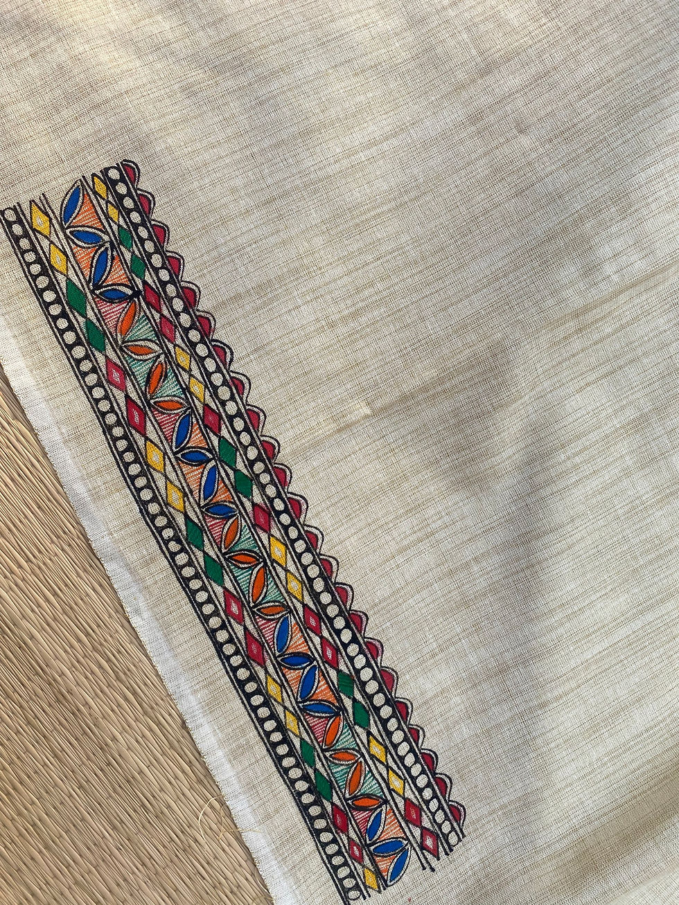 Thumbnail: Geetanjali Madhubani Handpainted khadi cotton suit set 