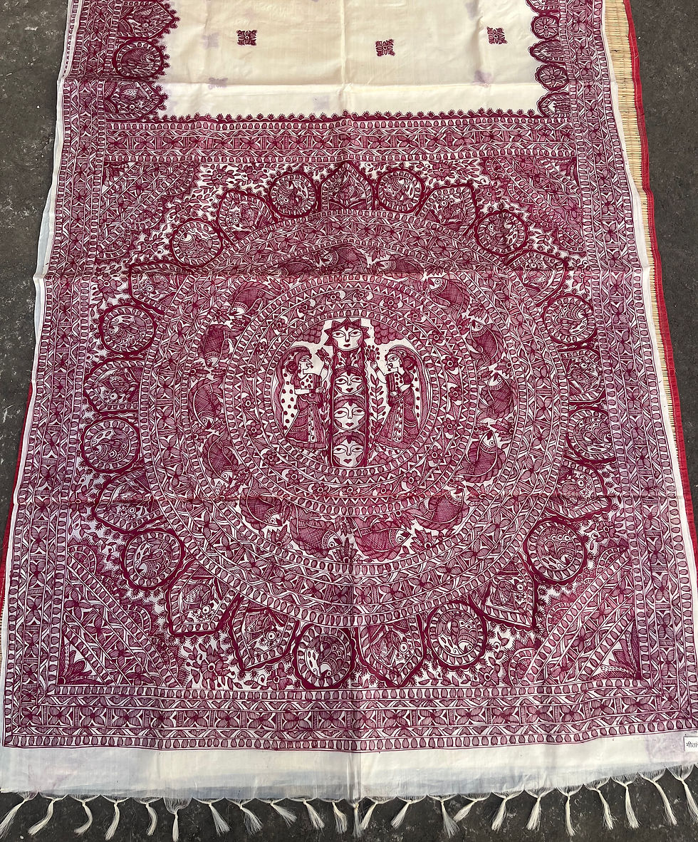 Thumbnail: Shiv Puja- Madhubani Korean Silk Saree