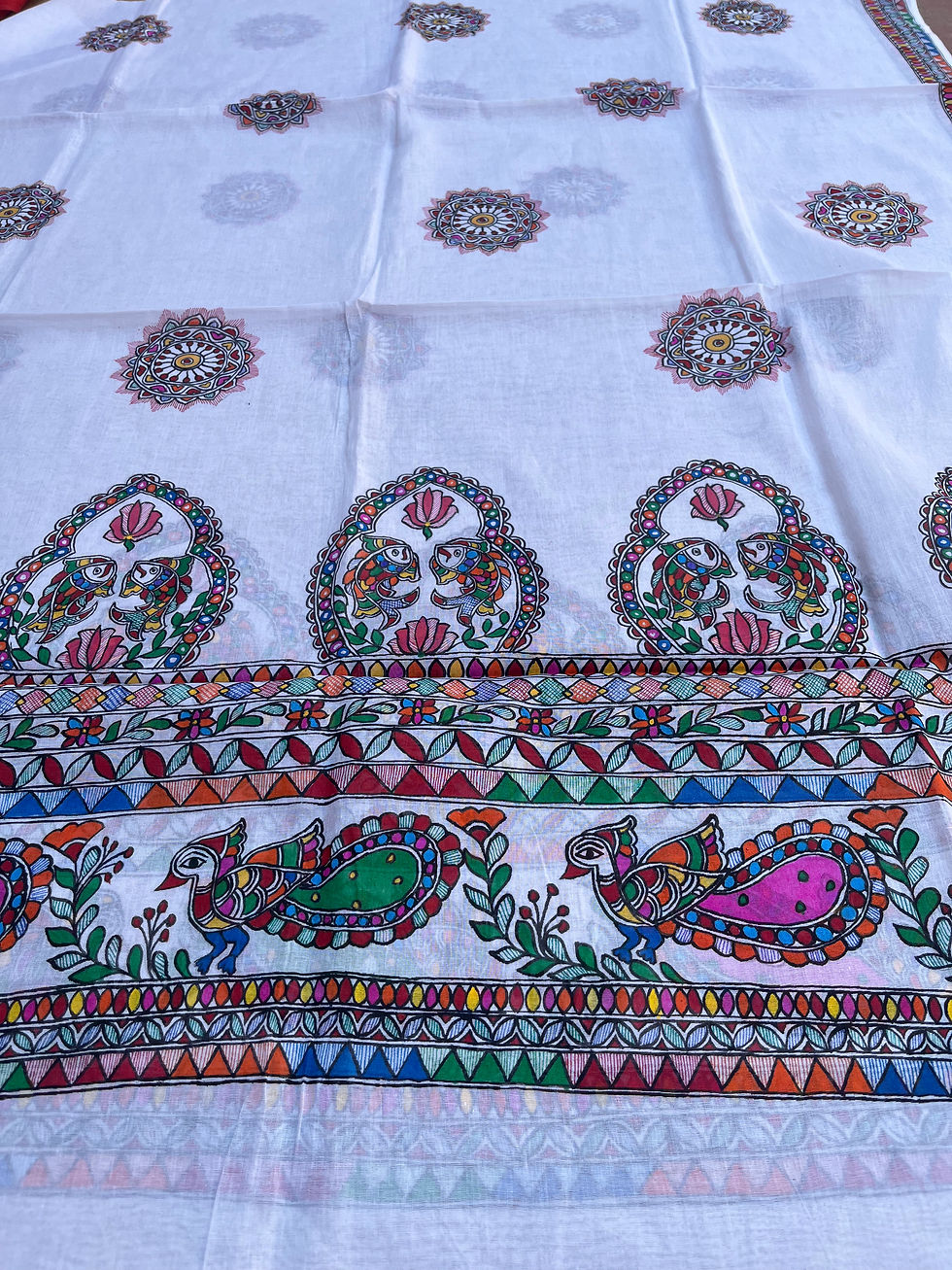Thumbnail: Handpainted Madhubani mul cotton Dupatta