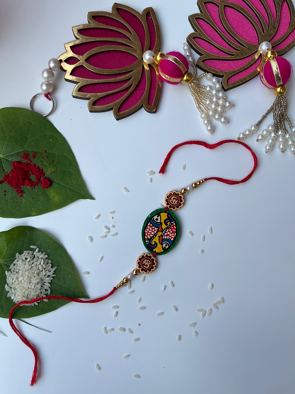 Geetanjali : 'Meen' Handpainted Madhubani Rakhi