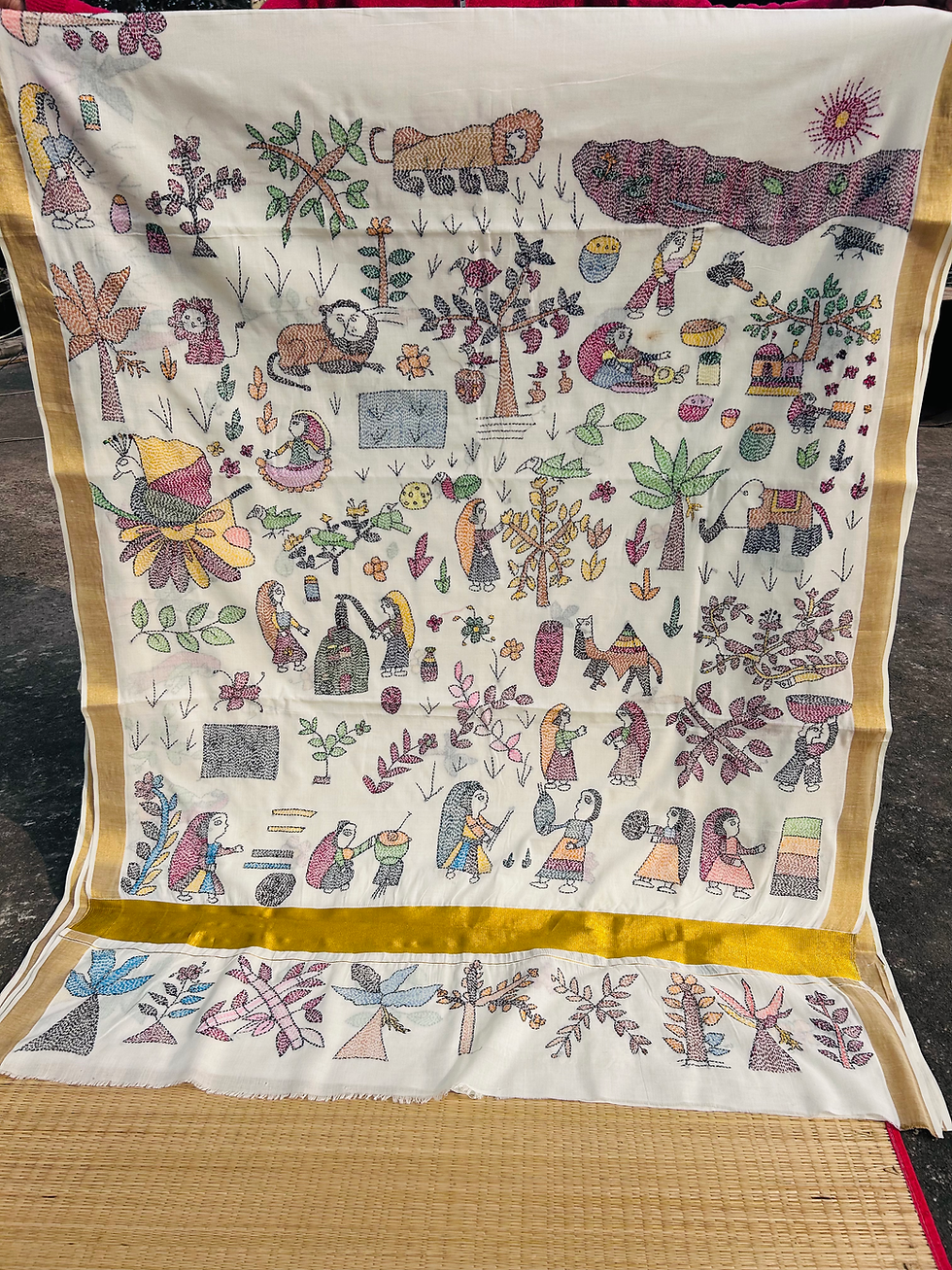 Thumbnail: Chitralok Hand Embroidered Sujani Cotton Saree