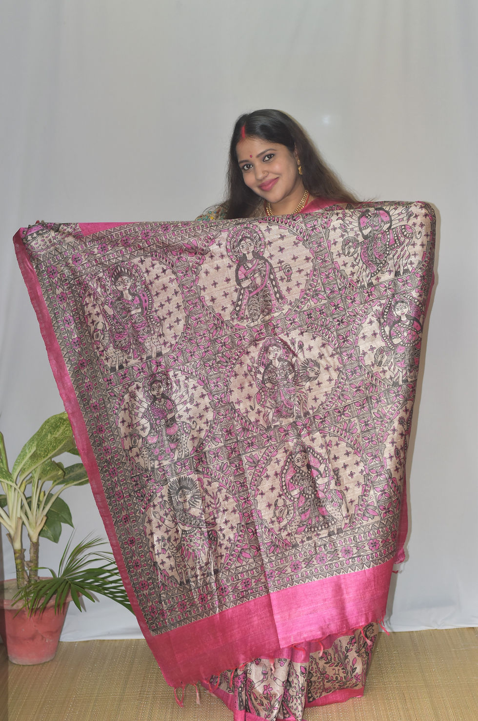 Thumbnail: Mahashakti : NavDurga Handpainted Madhubani Tussar Silk Saree  9 avatar of Maa