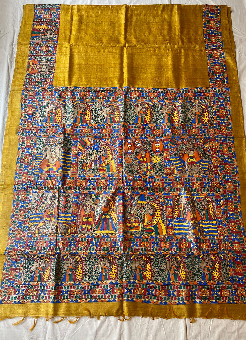 Thumbnail: Krishnamayee The Krishna Leela Handpainted MadhubaniTussar Silk Saree