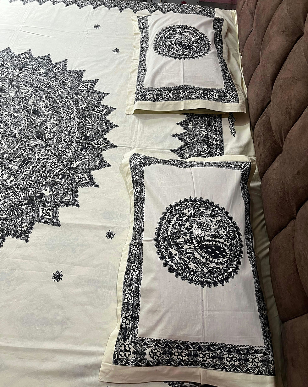 Thumbnail: Geetanjali Handpainted Madhubani Cotton Bedsheet