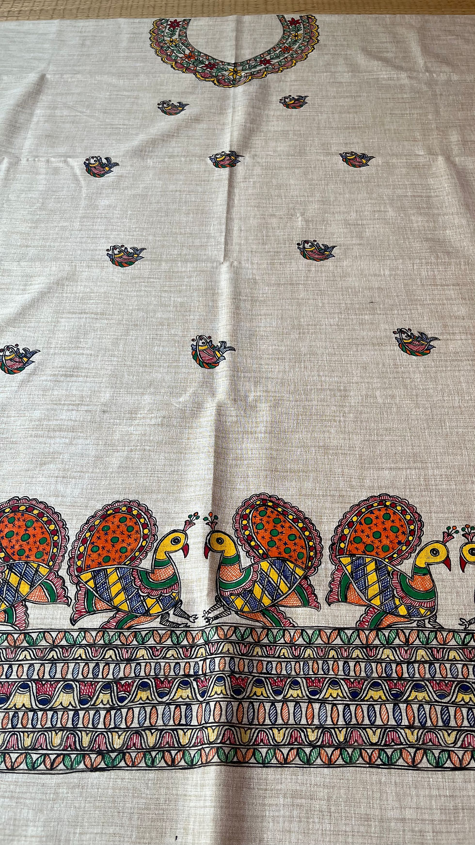 Thumbnail: Handpainted Madhubani khadi cotton suit set 