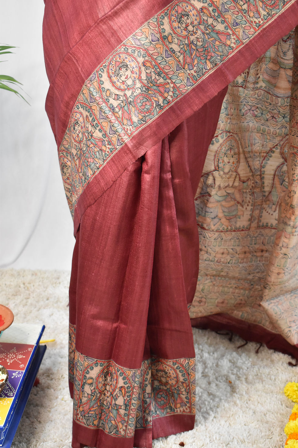 Thumbnail: Phagun ‘Das Avatar’ Handpainted Madhubani Tussar Silk Saree