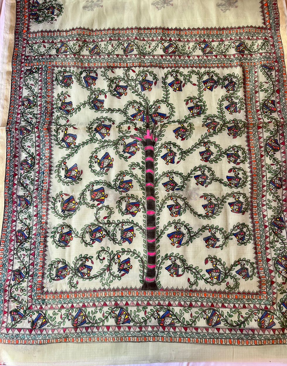 Thumbnail: Geetanjali 'Bagaan' Madhubani handpainted cotton Kota Doria saree