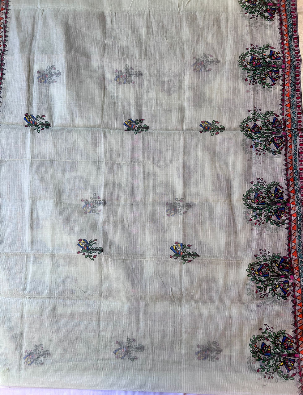 Thumbnail: Geetanjali 'Bagaan' Madhubani handpainted cotton Kota Doria saree