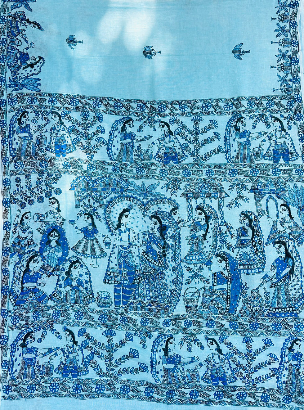 Thumbnail: Handpainted Madhubani Linen Cotton Saree