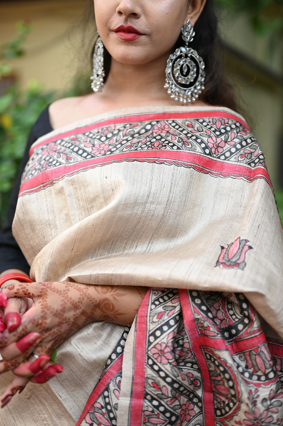 Thumbnail: 'Bhavprita' Handpainted Madhubani 'Machli Raas' Tussar Silk Saree