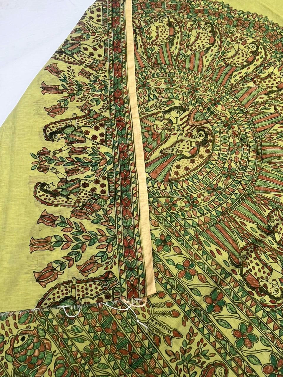 Thumbnail: Handpainted Madhubani Chanderi Cotton Saree