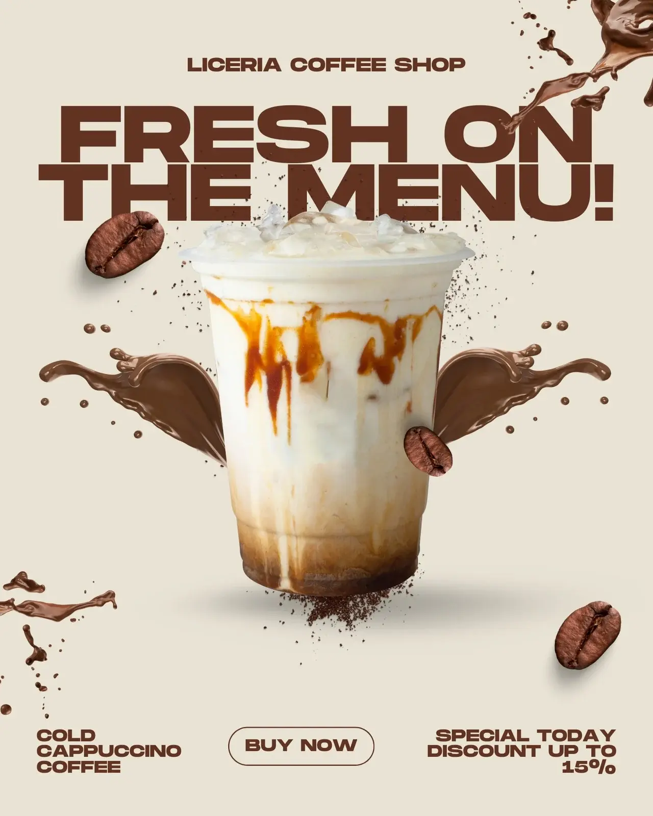 اعلان بالانجليزي لمنتج قهوة