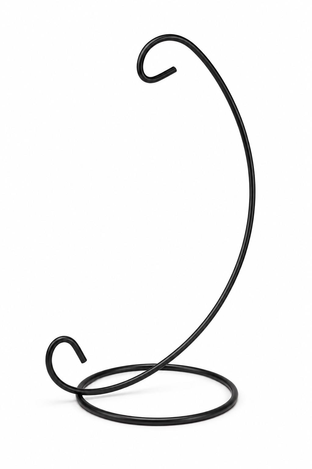 Curved black metal stand
