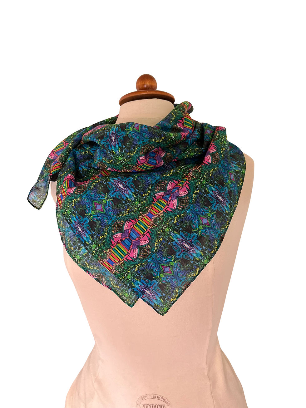 Vignette : Foulard en coton Mollyrosenhoney Fia n° 1  90 x 90 cm.