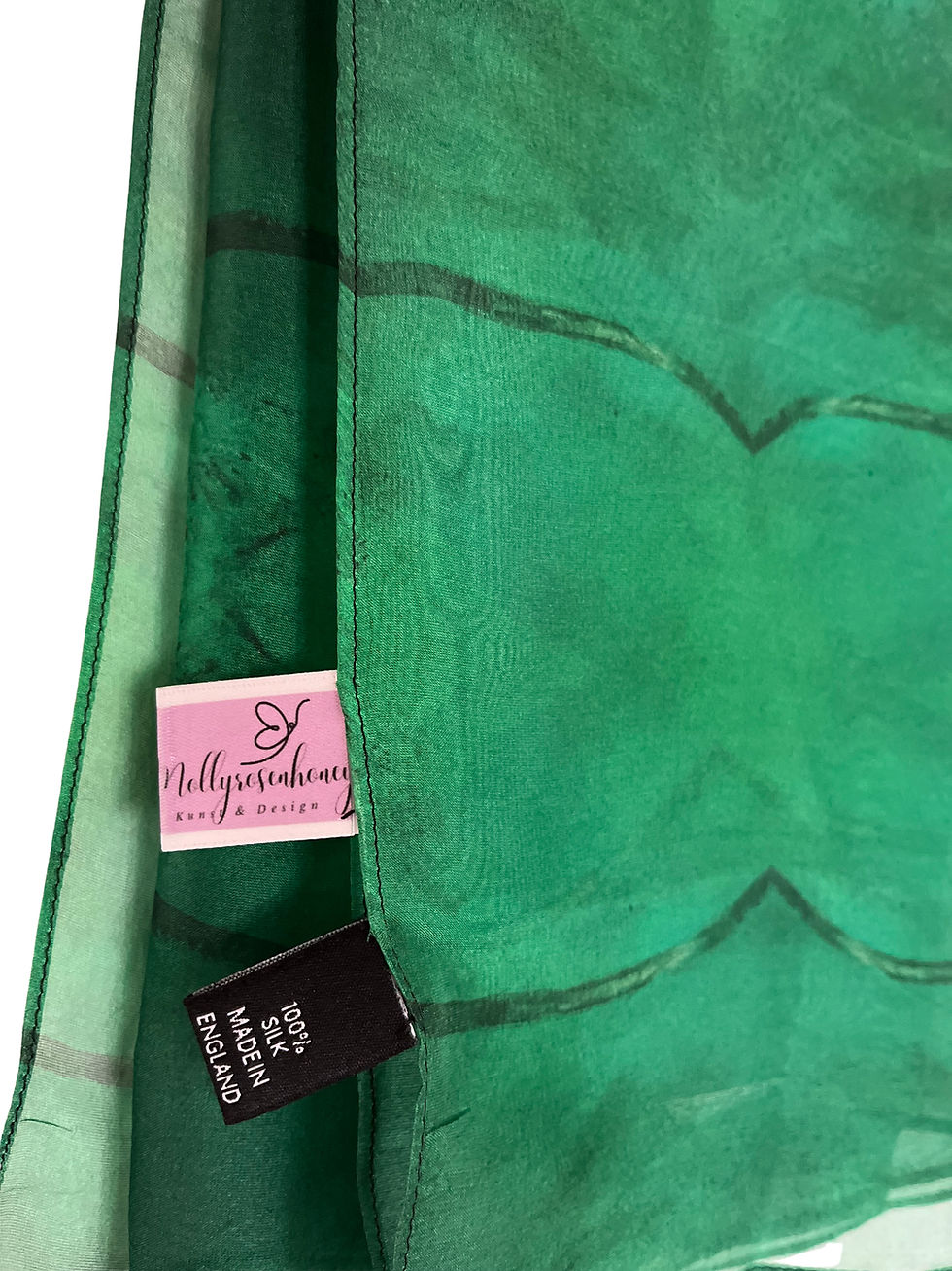 Vignette : Foulard en soie « Mollyrosenhoney Sis » n° 1, 90 x 90 cm.
