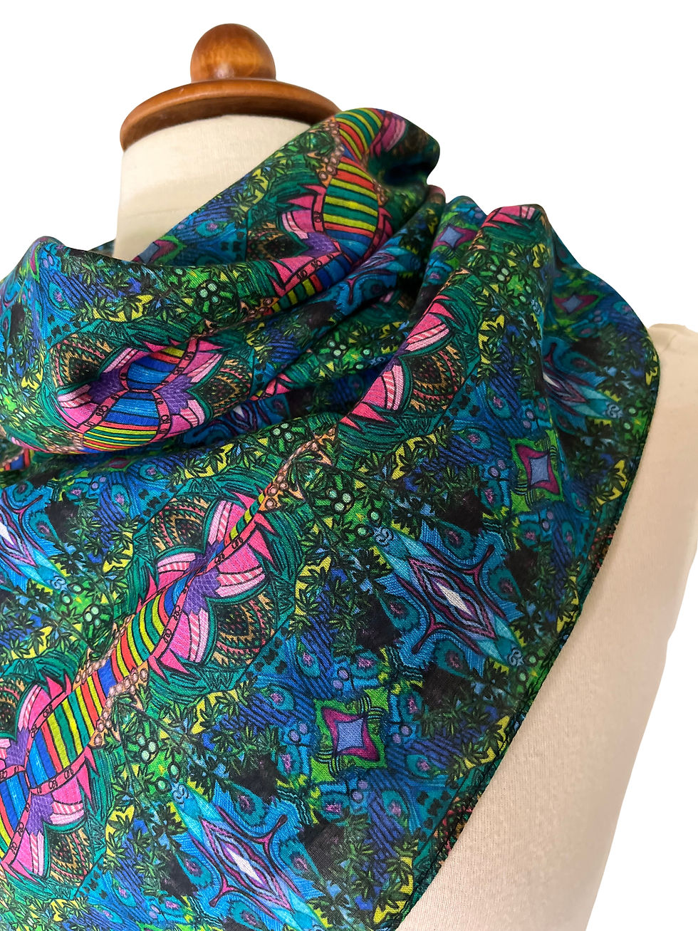 Vignette : Foulard en coton Mollyrosenhoney Fia n° 1  90 x 90 cm.