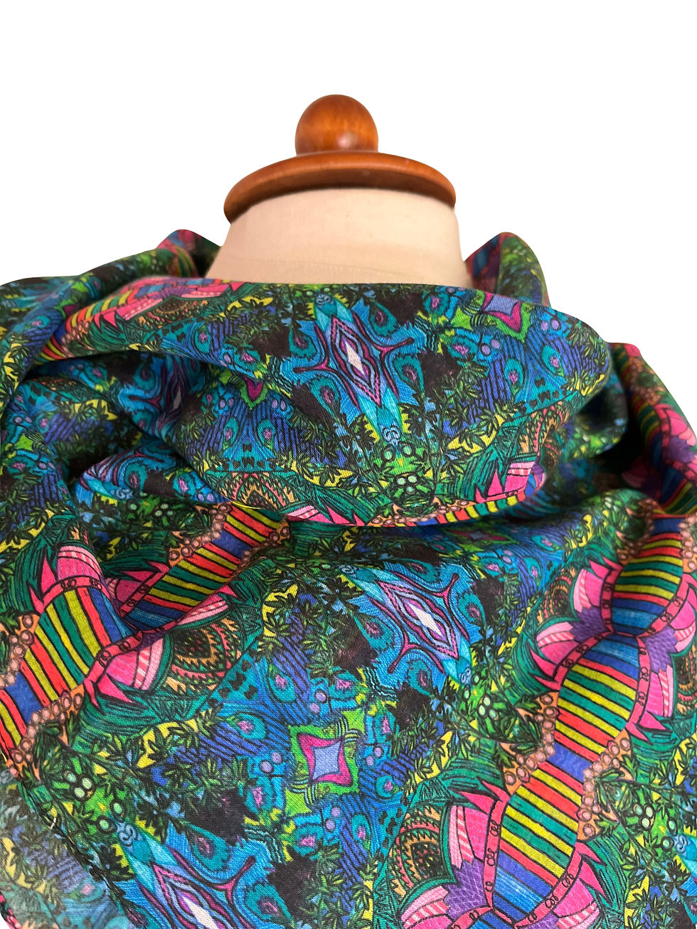 Vignette : Foulard en coton Mollyrosenhoney Fia n° 1  90 x 90 cm.